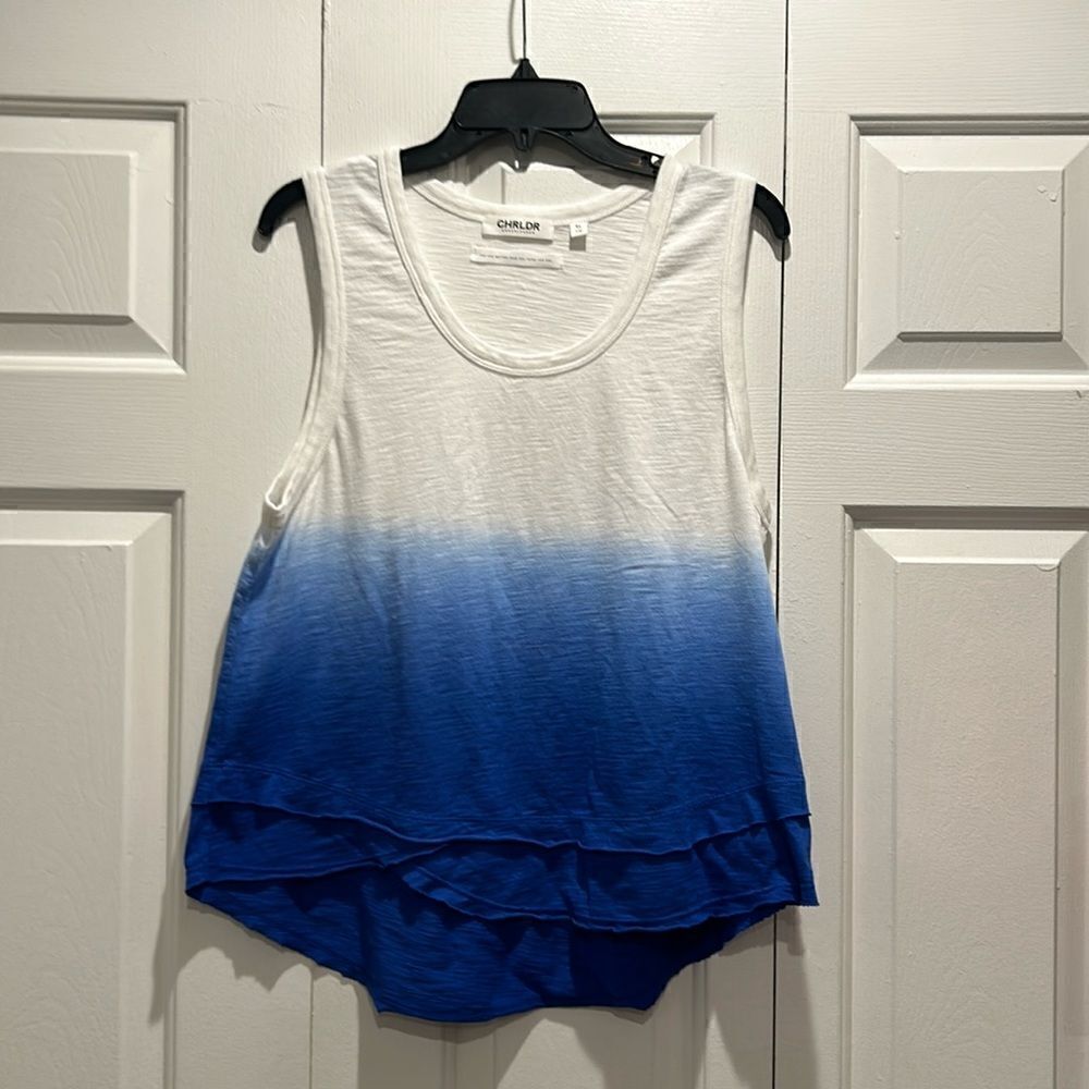 CHRLDR NEVER WORN Blue & White Ombré Tank Top, Size XL